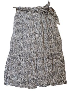 Urban Romantics Tiered Animal Print Midi Skirt in Beige and Black